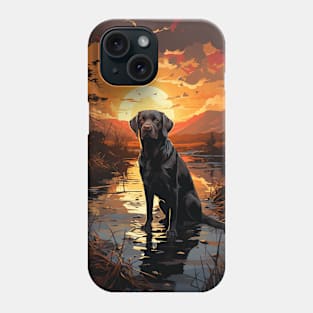 Duck hunting with dog back labrador Phone Case