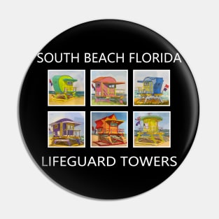 South Beach Florida Lifeguard Towers Pin