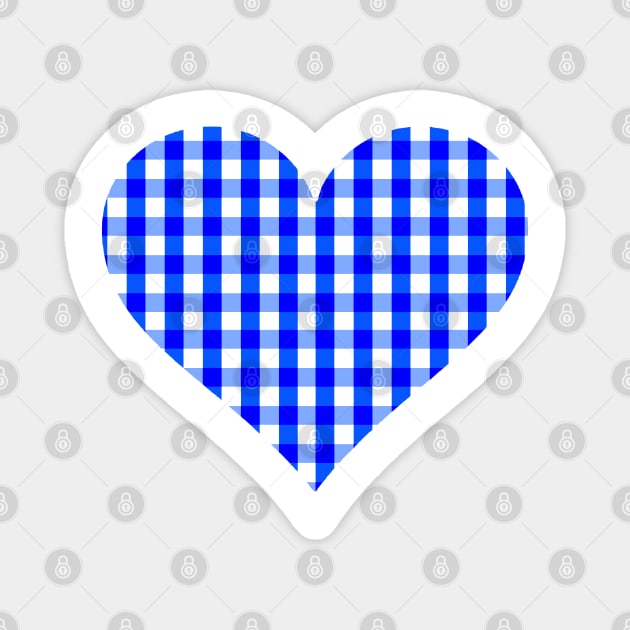 Bright Blue and White Gingham Heart Magnet by bumblefuzzies