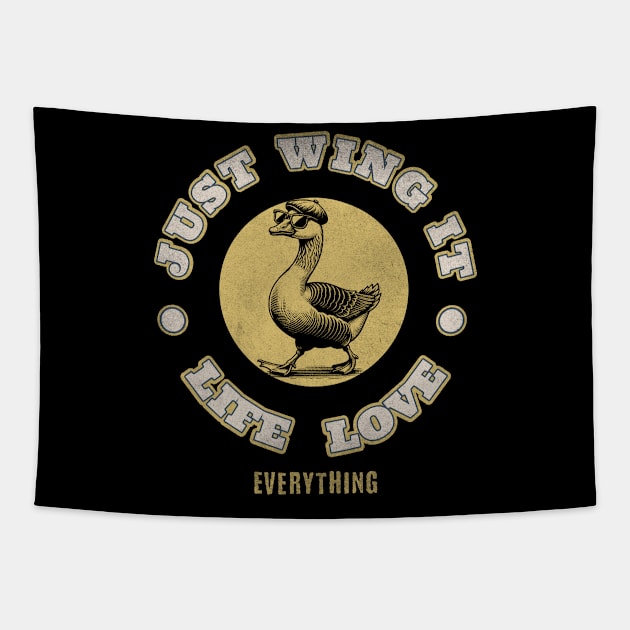 Just wing it – life, love, everything. Tapestry by DesignByJeff