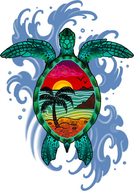 Sea Turtle in Paradise Kids T-Shirt by Art by the Lizard Lady