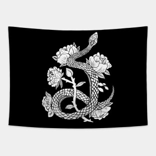 Snake & Flowers Witchy Punk Goth Tapestry