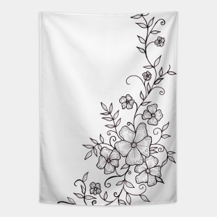 Floral Ornaments Line Art Tapestry