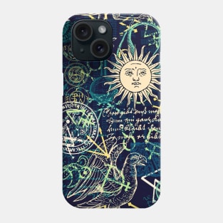 Alchemy and magic, blue, green, yellow Phone Case