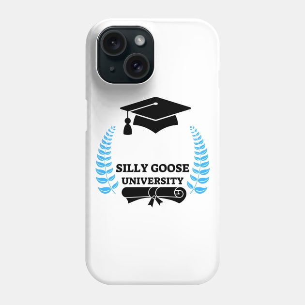 Silly Goose University - Black Design With Blue Details Phone Case by Double E Design