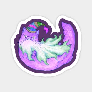 Magical Purple Wizard Cat Magnet