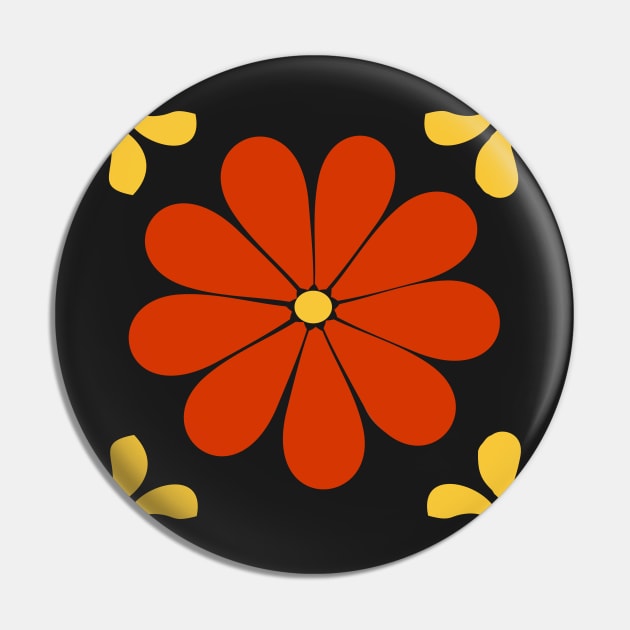 Talavera Red Daisy Pin by jgeiger714