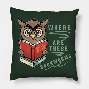 Funny slogan owl cartoon Pillow