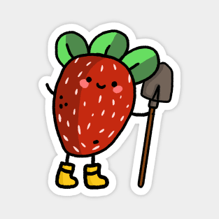 cute little farmer strawberry design Magnet