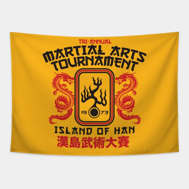 Island of Han Martial Arts Tournament Tapestry by MindsparkCreative