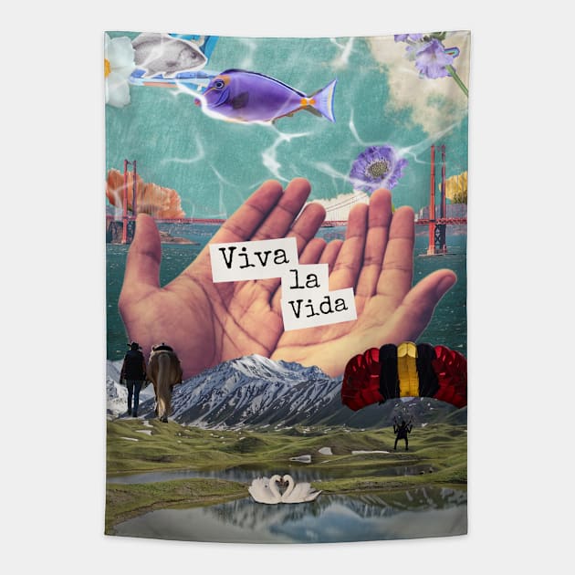 Viva La Vida, A Surreal Pro Living Collage Tapestry by Amourist