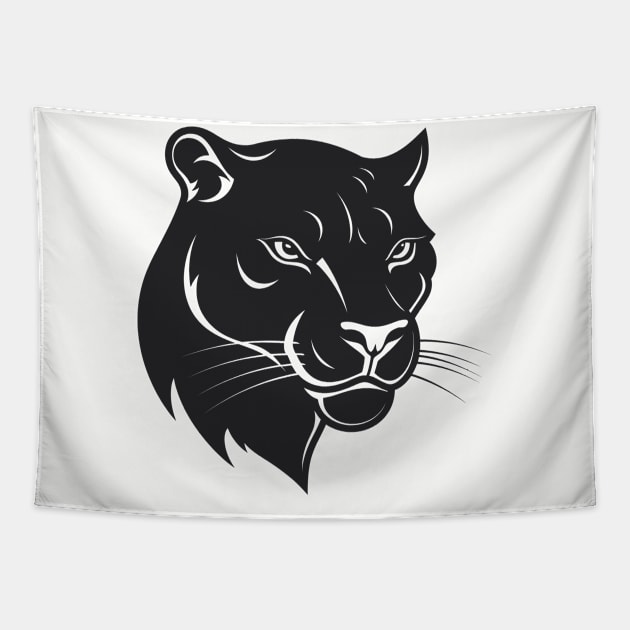 panther black head t-shirt Tapestry by ArtvectorDSGN