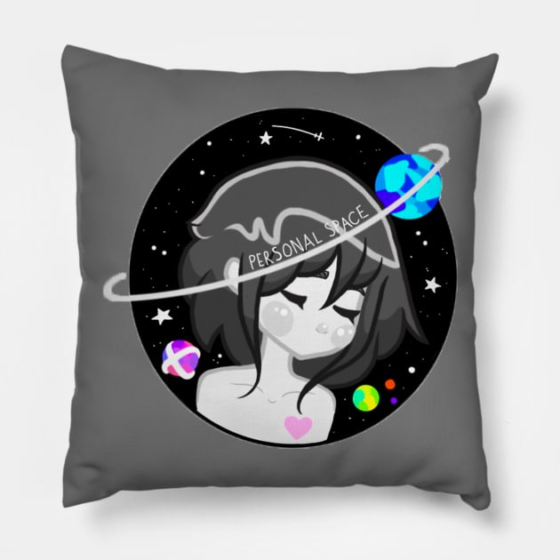 Personal Space (With Glasses) Pillow by Gracieannea