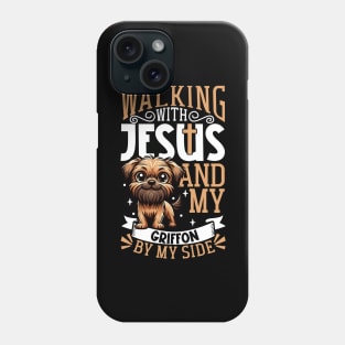 Jesus and dog - Griffon Bruxellois Phone Case