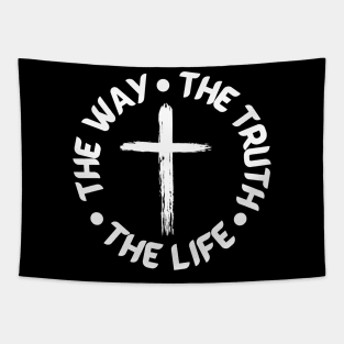 The Way, The Truth, The Life Christian Cross Design Tapestry