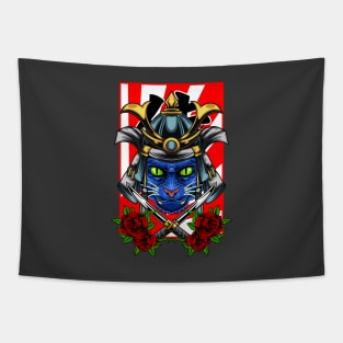 Samurai Cat | Skyblue Kabuto 004 Tapestry