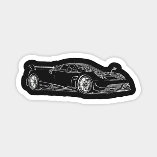 Pagani Huayra Supercar Racing Wireframe White Magnet