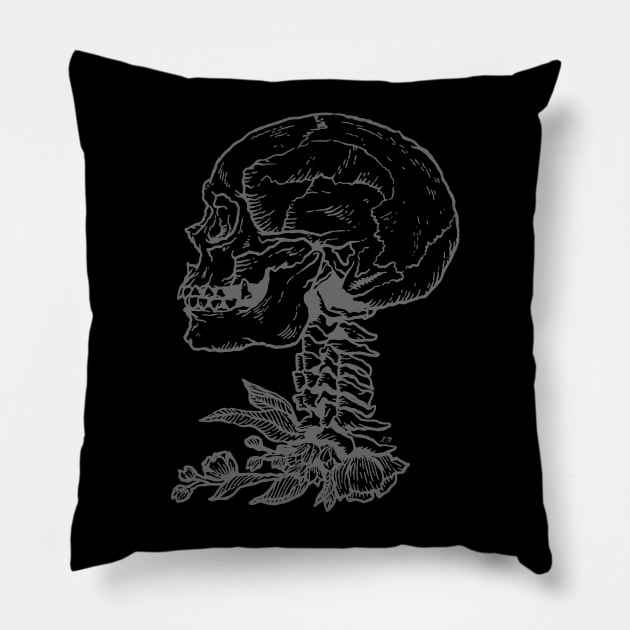 Cranium Vertebrae Botanica Pillow by LadyMorgan