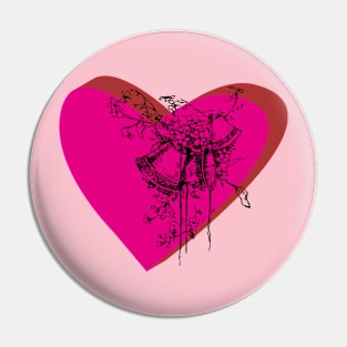 Bell - in love heart Pin