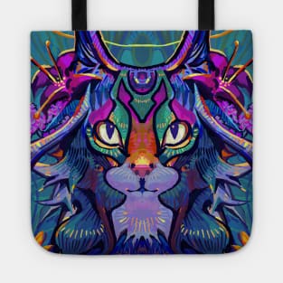 Psychadelic Trippy Cat Tote