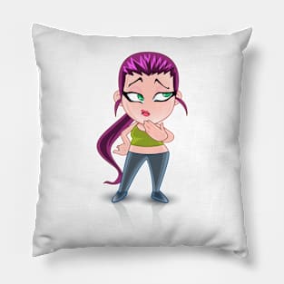 long hair beautiful girl cartoon character for young kids Pillow