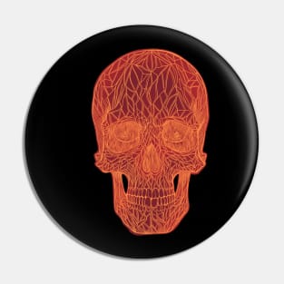 Stained glass skull - fire version, red with orange lines Pin