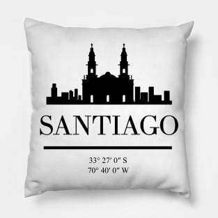 SANTIAGO DE CHILE BLACK SILHOUETTE SKYLINE ART Pillow