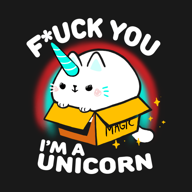 Unicorn cat - Cute Animal in a Box - Cute Sassy Quote by BlancaVidal