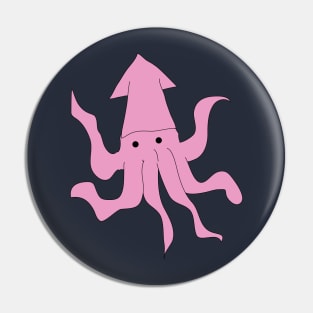 Cute pink squid doodle design Pin