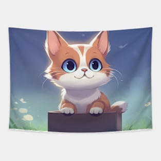 Cute kitten in the box Tapestry