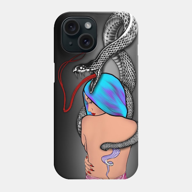 Snake and girl Phone Case by BSKR