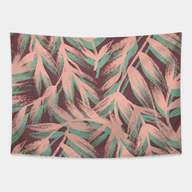 Painted Mint Leaves Tapestry by Carolina Díaz