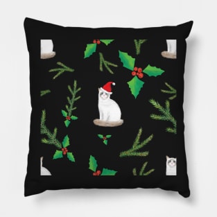 Ragdoll Cats with Santa Hats - White Winter Party Pattern Pillow