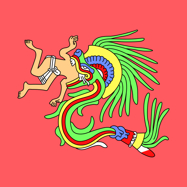 Quetzalcoatl, Aztec god devouring a man by Drumsartco