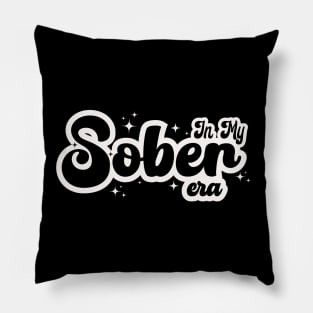 In My Sober Era Black and White Pillow