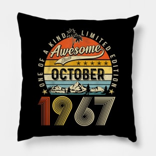 Awesome Since October 1967 Vintage 56th Birthday Pillow