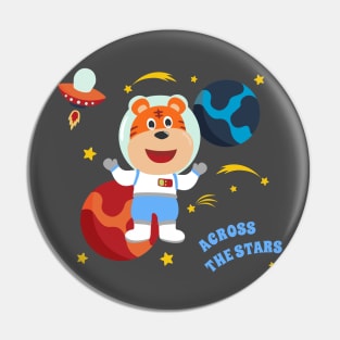 Space dog or astronaut in a space suit with cartoon style. Pin