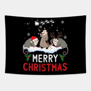 Cute Opossum Santa Hat Reindeer Christmas Opossum Xmas Tapestry