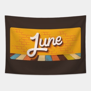 June Month Retro Text Tapestry
