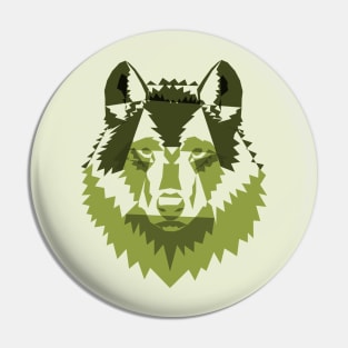 Geometric Green Wolf Pin