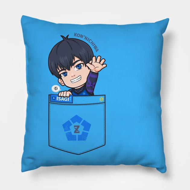 Kon'nichiwa Isagi Yoichi Pillow by TeeTowArt