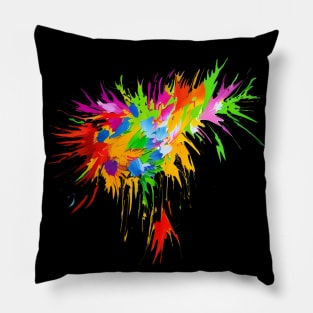 Splat! Vivid Neon Colour Splash Abstract Print Pillow