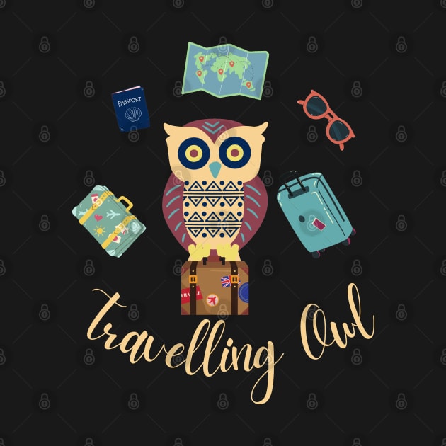 Travelling Owl on a Suitcase by Starlight Tales