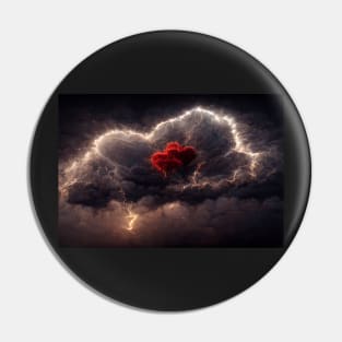 Red Broken Heart in the Clouds /  Broken Hearts Unwind Designs Pin