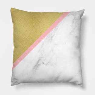 Marble and gold background pink line Pillow