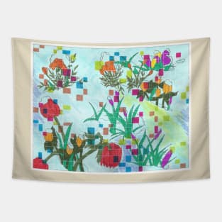 Snowy Abstract Floral Modern Art Tapestry