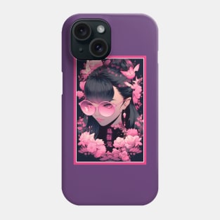 Aesthetic Anime Girl Pink Black | Quality Aesthetic Anime Design | Premium Chibi Manga Anime Art Phone Case