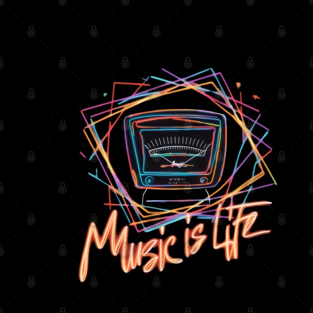 "Neon VU Meter Graffiti Art Print" - Music Life Lover Song by stickercuffs