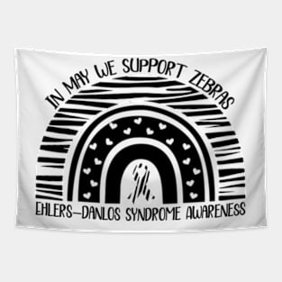 Ehlers Danlos Awareness Month Boho Rainbow Zebra Ribbon Tapestry