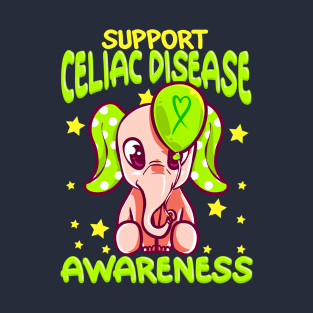 Cute Elephant Celiac Disease Awareness and Support T-Shirt